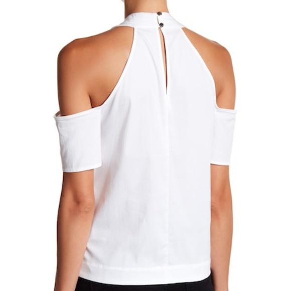 Women's White Cold-Shoulder Keyhole Top - Picture 3 of 7